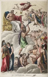 Rat der Götter oder Il Consiglio Degli Dei, Buch I, Illustration aus Ovids Metamorphosen, Florenz, 1832